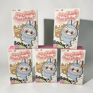 Pop Mart Labubu Exciting Macaron 5 Pc Set Plush Pendant Lychee Toffee Sesame MAC